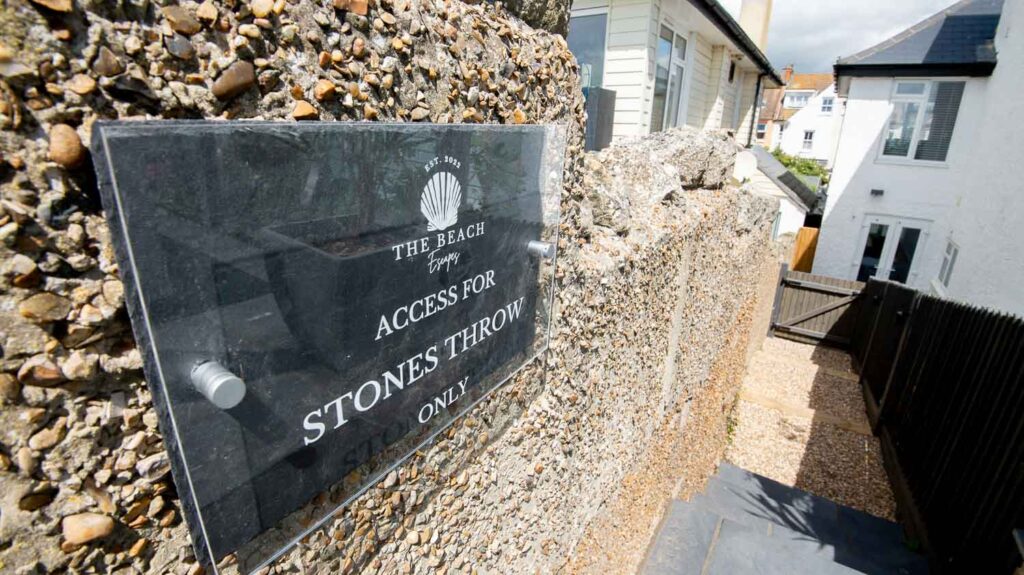 Stones Throw Sign - Luxury holiday apartments Hythe