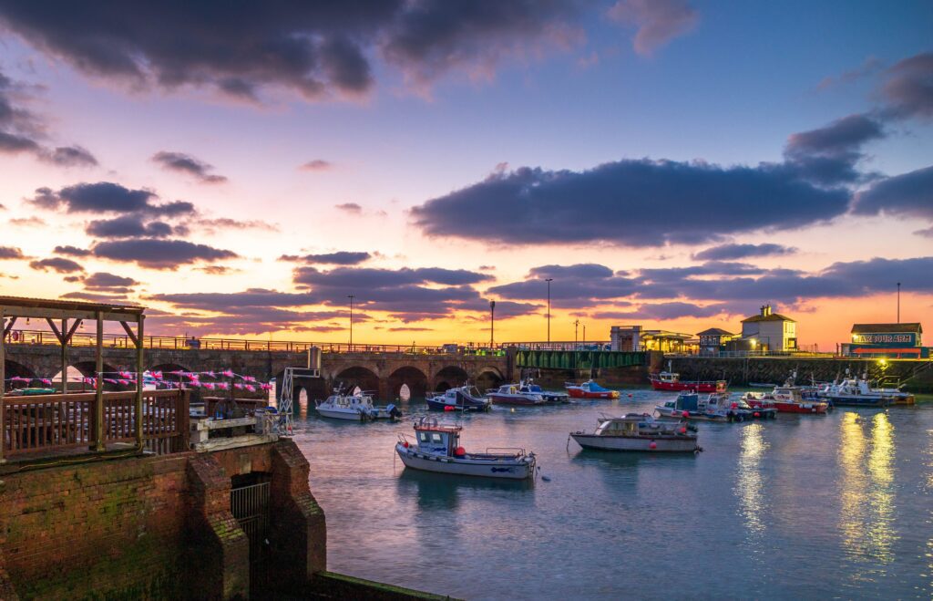 Folkestone Kent Seafront Night time.