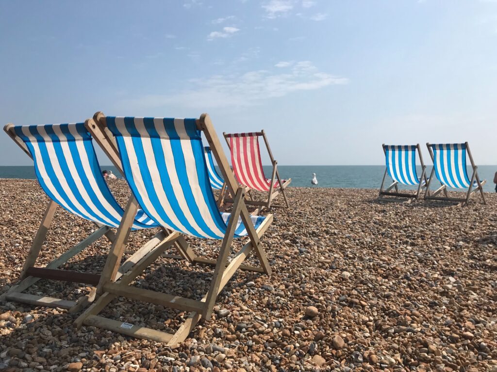 Deckchairs on Hythe beach
